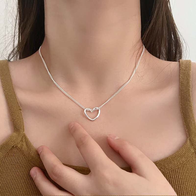 S925 スターリングシルバーリボンウォータードロップジルコンネックレス女性のニッチデザインハイエンド韓国インライト高級鎖骨チェーン|undefined