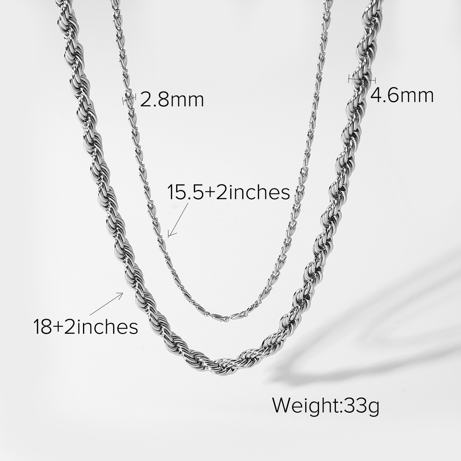 Color Double-layer Twist Chain Stainless Steel Necklace display picture 7