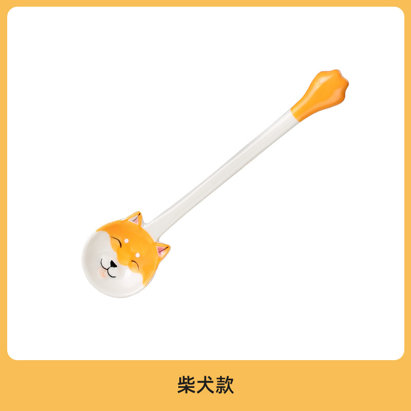 Gato enlatado cuchara de cerámica Shiba Inu perro gato garra grado alimenticio cuchara de arroz cuchara de comida suministros para mascotas
