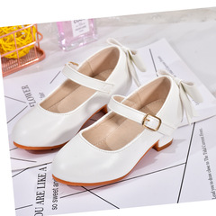 批發女童禮服鞋高跟公主鞋女孩瑪麗珍單鞋花婚禮派對白色兒童皮鞋