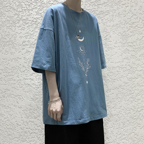 Original Host BF Style Minimalist Trendy Short-Sleeve T-Shirt for Men Loose Print Half-Sleeve Top Versatile Casual Five-Sleeve T-Shirt