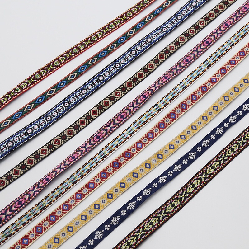 1cm wide non-elastic webbing ethnic style cloth belt packaging belt clothes pants luggage decorative ribbon ribbon ribbon