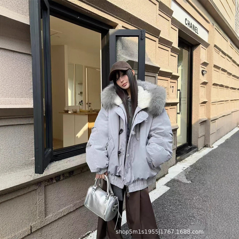 I25 New Winter Fur Collar Goose down Jacket Women's Warm Elegant Parka Jacket