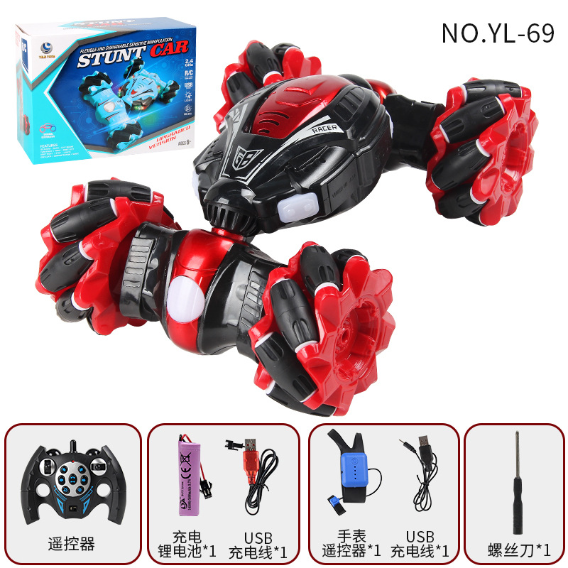 Yl - 69 2.4G acrobacia de torsión de ruedas transversales coche de control remoto rojo 1: 16 871g