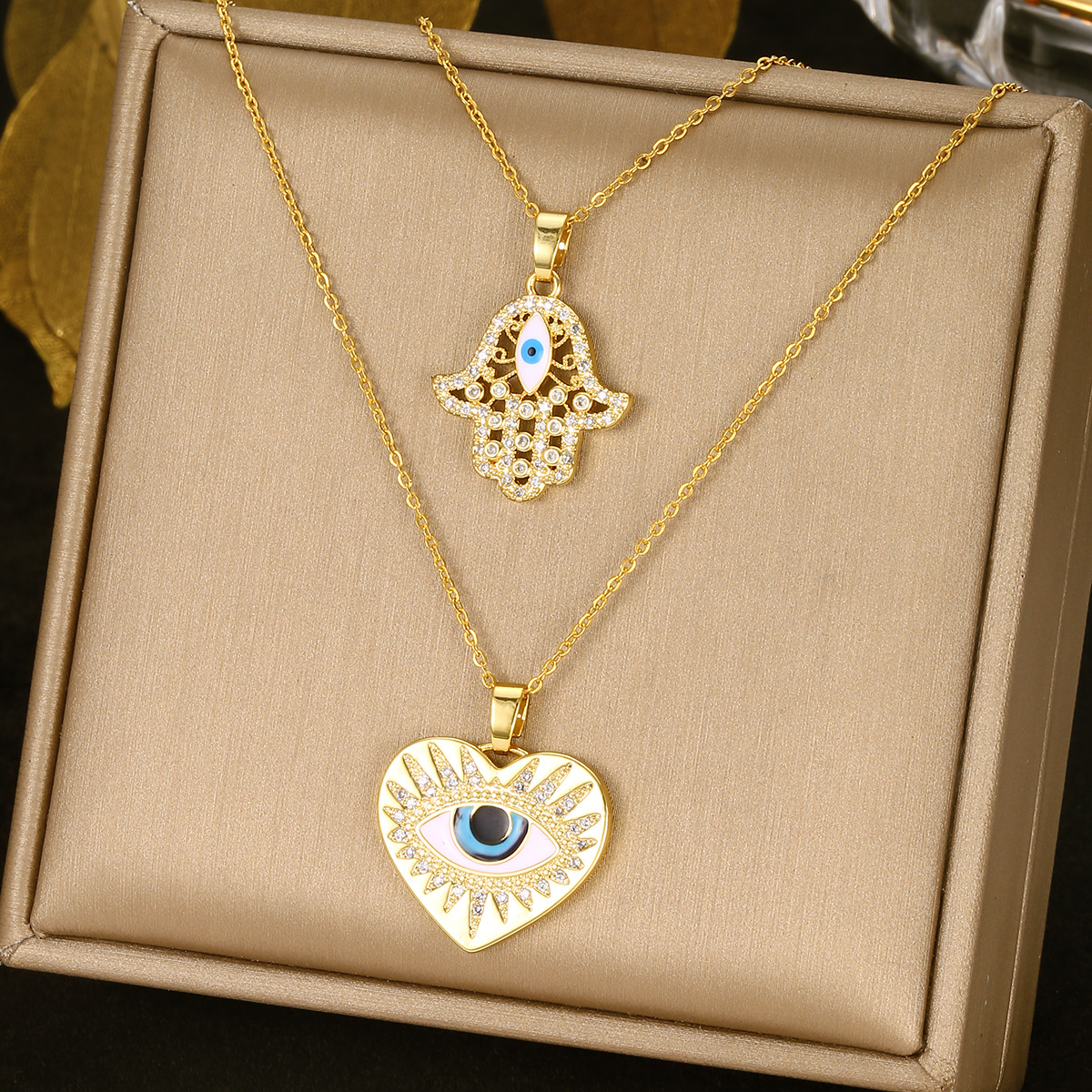 Europe and America New products Cross border Eye zircon Necklace brass Gold-plated A small minority Devil The eye Foreign trade originality Pendant wholesale