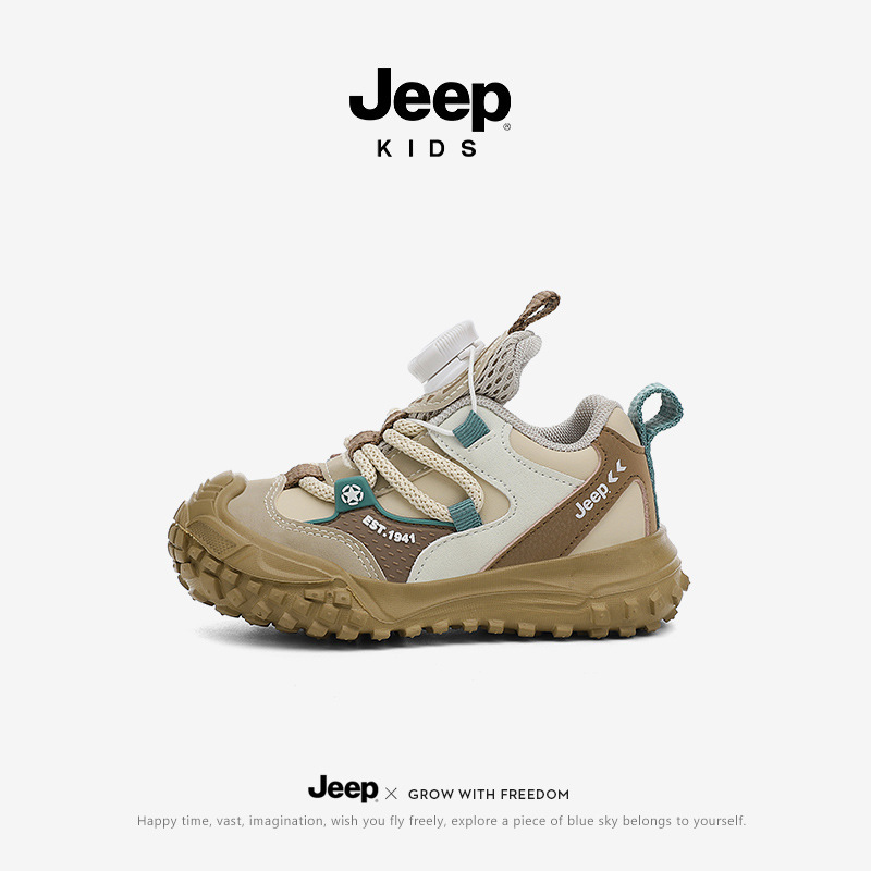 Jeep男童鞋子儿童运动鞋2025秋季新款皮面软底幼儿室外学步宝宝鞋|undefined