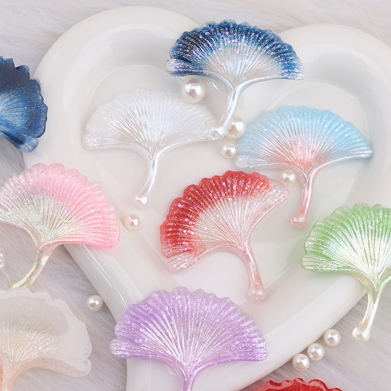 Pearlescent paint firefly ginkgo leaf resin accessories for diy phone case patch cream gel hair clip decorations Pearlescent paint firefly ginkgo leaf resin accessories for diy phone case patch cream gel hair clip decorations
