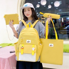 新款潮流清新學生書包時尚拼接撞色校園背包大容量中小學生雙肩包