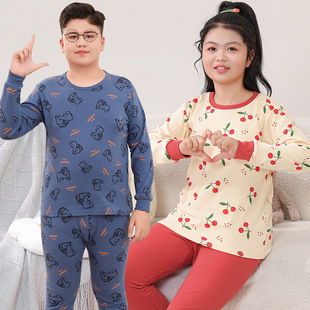 Youth autumn clothes long pants suit underwear boys' plus size cotton sweater fat boy fat pajamas homewear