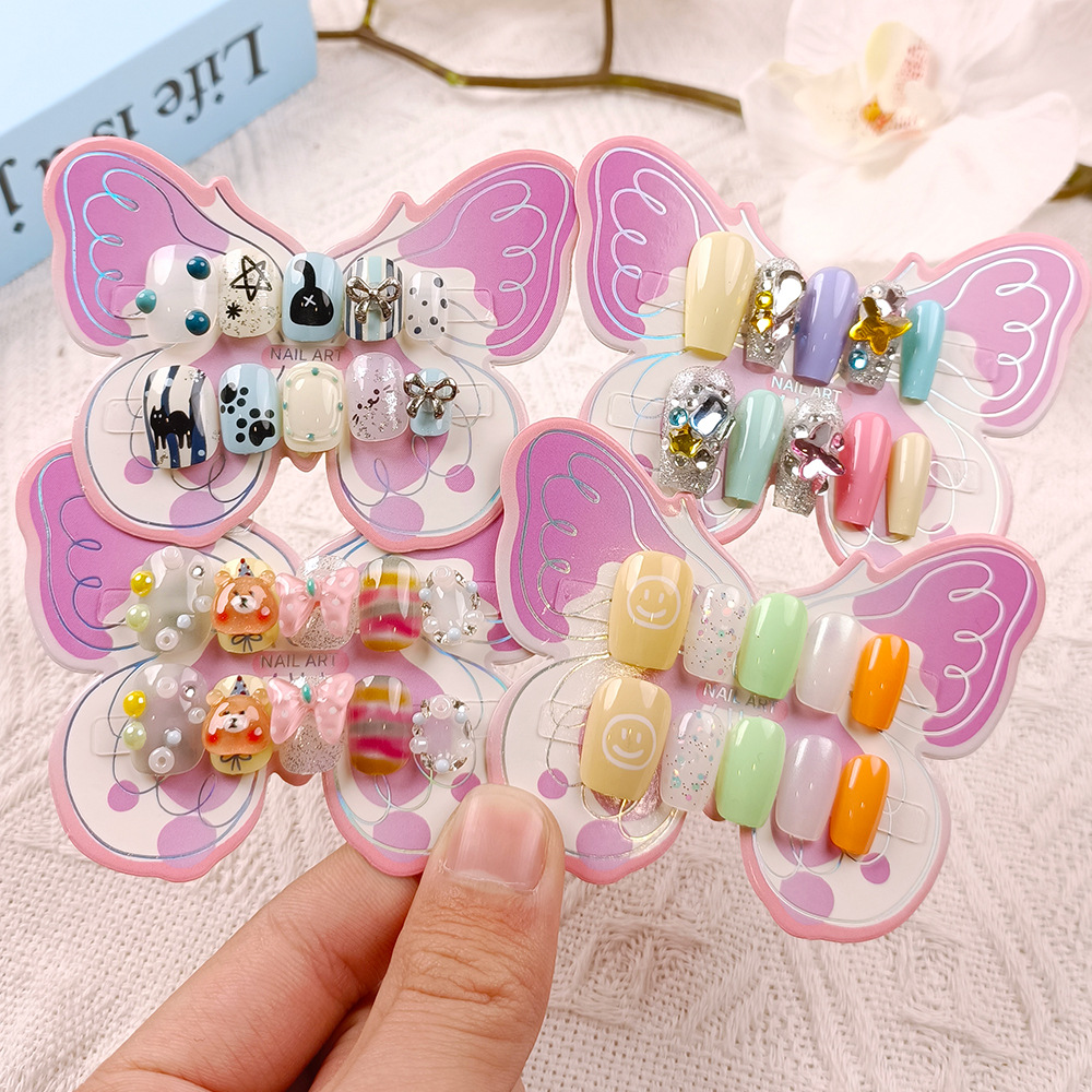 10 piezas de uñas para niños adolescentes, uñas para adolescentes lindas, uñas para niños de 12 - 18 años de edad