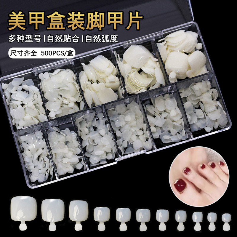 Nail Art Toenail Tips, Seamless Natural Toenail Tips, Fake Nails in Natural Color, Full Cover Toenails, 500 Pieces