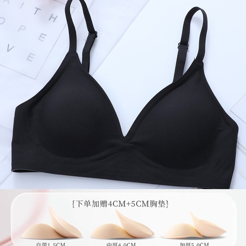 Sujetador de gelatina de soporte suave expandido 1.0 para mujer, sujetador inalámbrico sin costuras para bustos pequeños, sujetador push-up y engrosado.