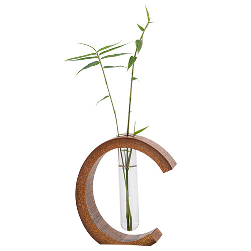 Creative Chinese retro round flower arrangement, Zen bamboo tube hydroponic mini flower arrangement, desktop ornament, small bamboo vase