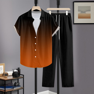 (Cross-border trading), shirt, trousers, set, gradient, 3D