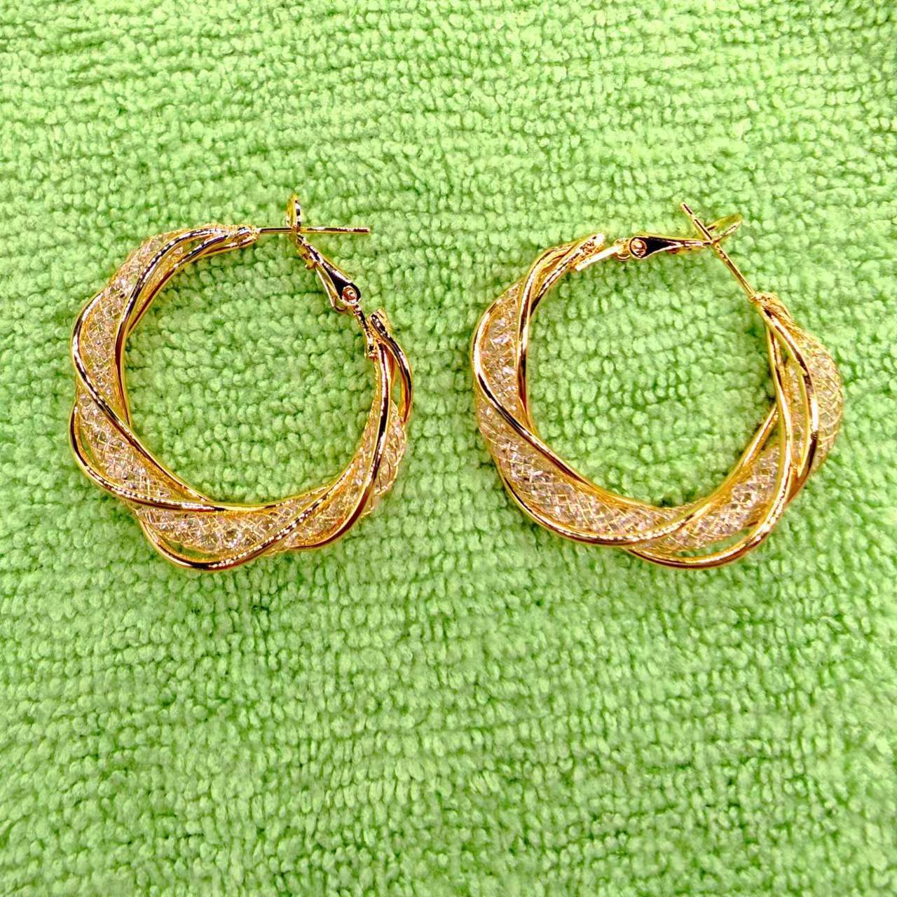 欧美跨境三线缠绕网管网红爆款系列耳饰工厂直销批发个性闪闪耳环