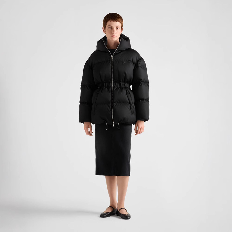 P High Version Women's Loose Hooded Goose down Jacket Women's Ant Elastic Waist Thickeneded White Duck down Jacket Women