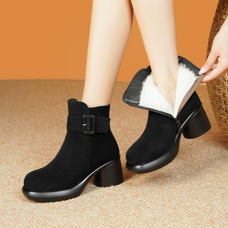 Ботинки Martens (WC3362) — кожаные ботильоны на платформе, тёплая подкладка