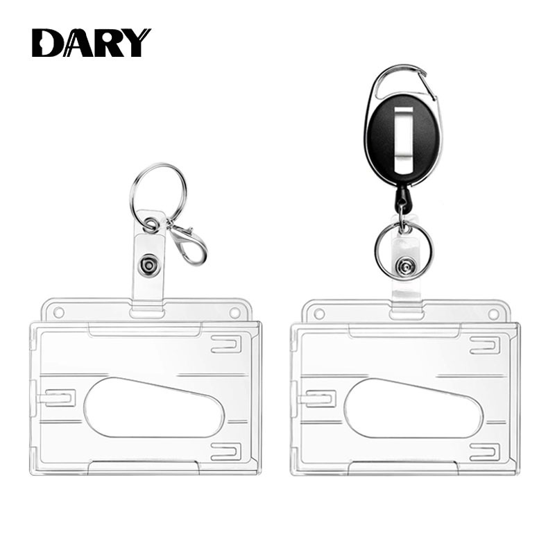 跨境直供ID证件胸卡套 横版双面插卡透明PS硬塑胶胸卡壳现货批发