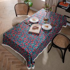 Imanqi Yunmei American Style Tablecloth Cherry Embroidered Dinner Tablecloth Thick Tablecloth Direct Supply Manufacturer