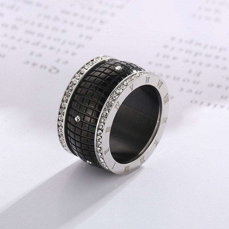 Fashion Number Titanium Steel Plating Inlay Rhinestones Rings 1 Piece display picture 1