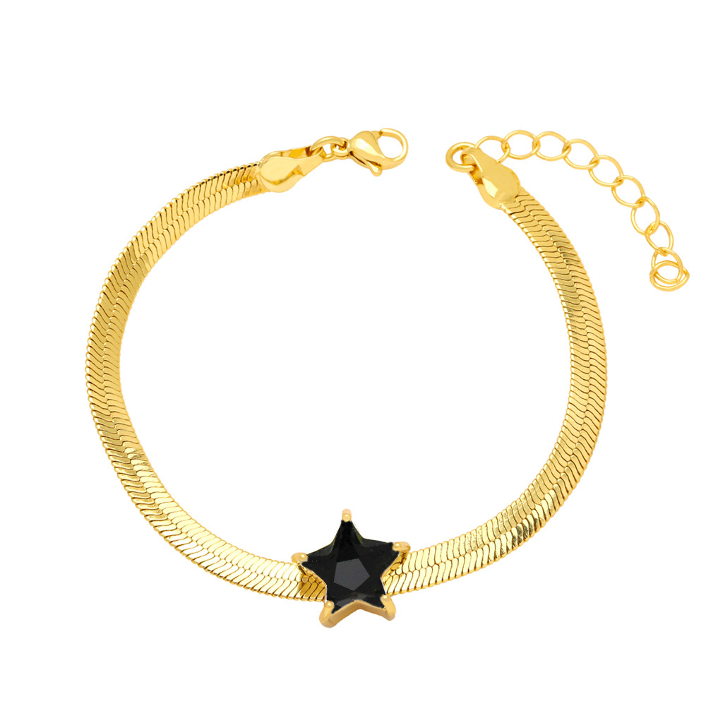 Fashion Pentagram Copper Plating Inlay Zircon Bracelets 1 Piece
