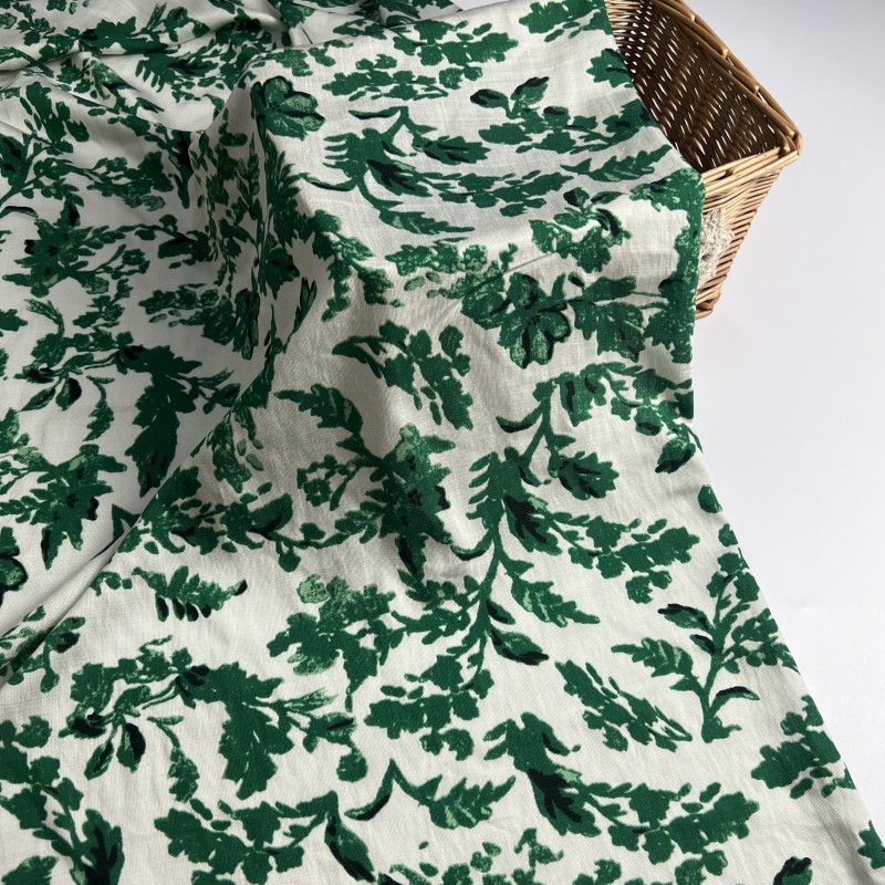 Nuevo monofilamento de bambú corteza de árbol tela de impresión arrugada estilo nacional camisa vestido ropa de casa tela de algodón transpirable