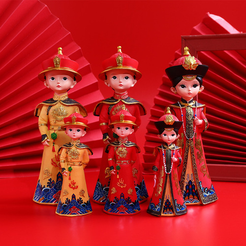 Antique Court Style Emperor and Empress Resin Figurine Set (Large, Medium, Small) Home Desk Decor Figure Wedding Gift Resin Ornament