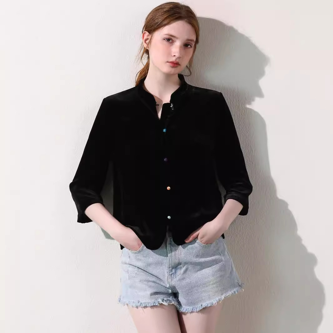 Autumn silk velvet retro jacket