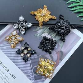 跨境欧美金色系列珠管金片花型图案手工钉珠布贴秋冬时尚服装辅料