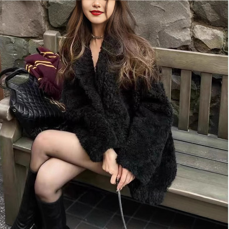 여자 겨울 두꺼운 모피 봉제… 중장 한국식 모피 코트