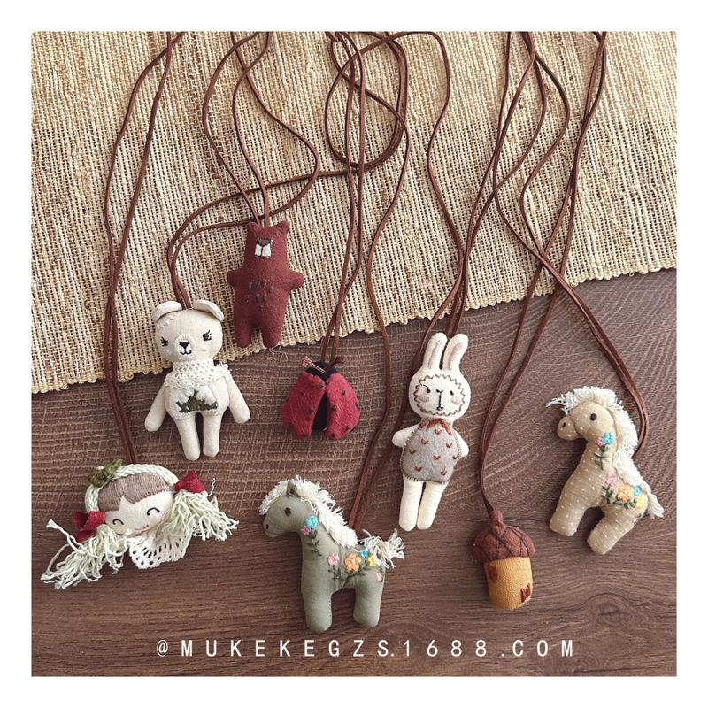 Designer Children's Fabric Pendant Korean Style 3D Cartoon Bear Sweater Chain Accessory Pendant Trendy