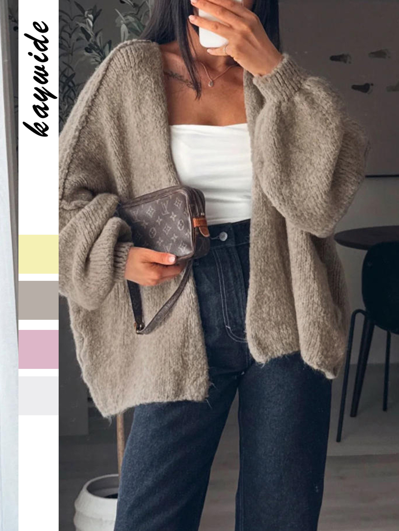 Kaikuo transfronterizo Europa y Estados Unidos vacaciones casuales de color sólido abrigo de manga larga suéter ropa de mujer otoño y invierno 2025 estación independiente de Amazon image 2