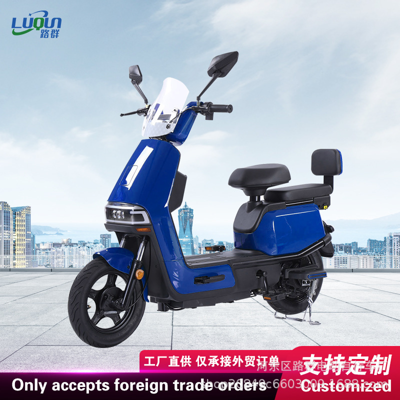 跨境厂家新款外贸两轮电动车双人电瓶车裸车通勤车代步车两人座