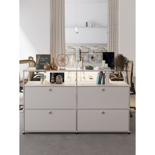 Used Usm Stainless Steel Sideboard Modern Nordic Home Living Room Decoration Light Luxury Storage Cabinet