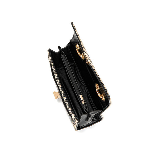 Women's Small Charming Wind Bag, Korean Style Shoulder and Crossbody Bag with Polka Dot Chain Texture PU Bag