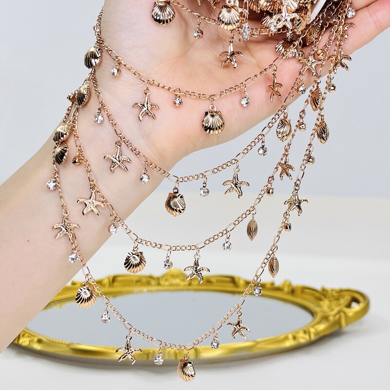 DIY Jewelry Chain with High Color Retention, Starfish and Shell Handmade Chain, Loose Chain, Cross-Border Ocean Series, Ancient Style Hanfu Accessories