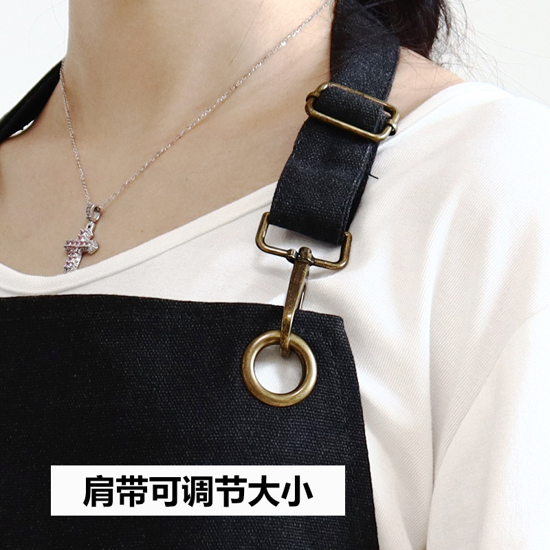 Amazon delantal de lona gruesa logotipo personalizado jardinería tallado artista ropa de trabajo delantal de café al por mayor personalizado