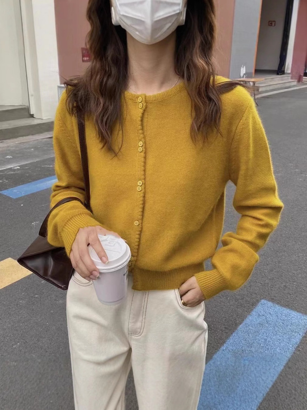 软糯亲肤~100%全羊毛开衫女红色外套针织衫毛衣2025秋冬新款上衣|undefined