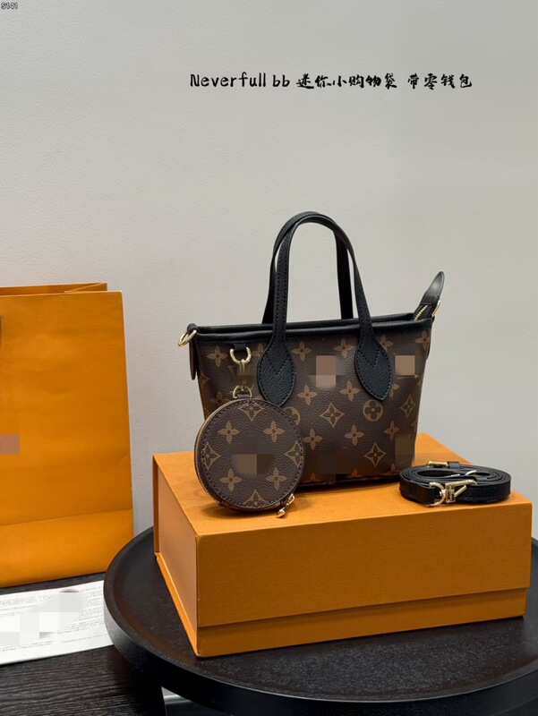 跨境新款超迷你NEVERFULL BB购物袋老花托特包子母包女包一件代发|undefined
