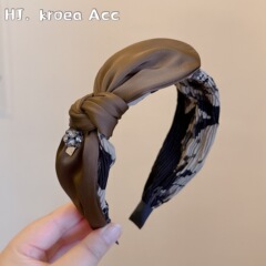 韩国高质感布艺印花蝴蝶结发箍女复古优雅水钻头箍出勤百搭发饰