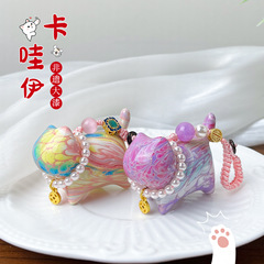 大漆招财猫流体漆手工珍珠猫咪挂件装饰品钥匙吊坠檀木包包挂件
