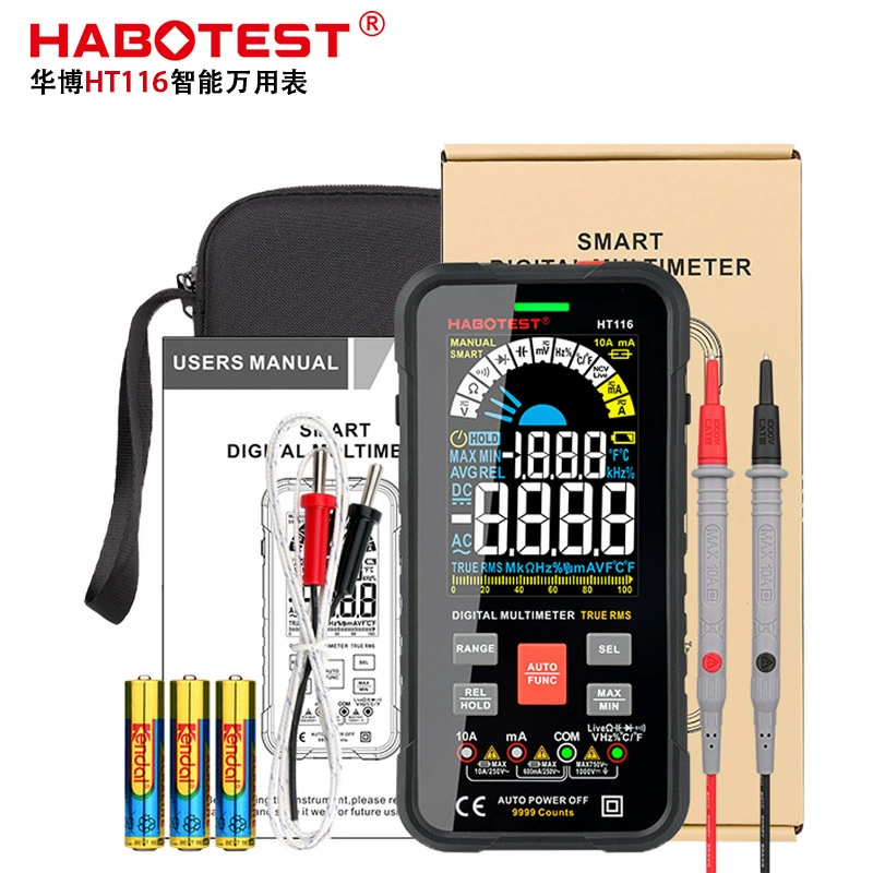 Мультиметр HABOTEST HT116 с большим экраном, интеллектуальный цифровой, универсальный, с автоматическим выбором диапазона, для электриков