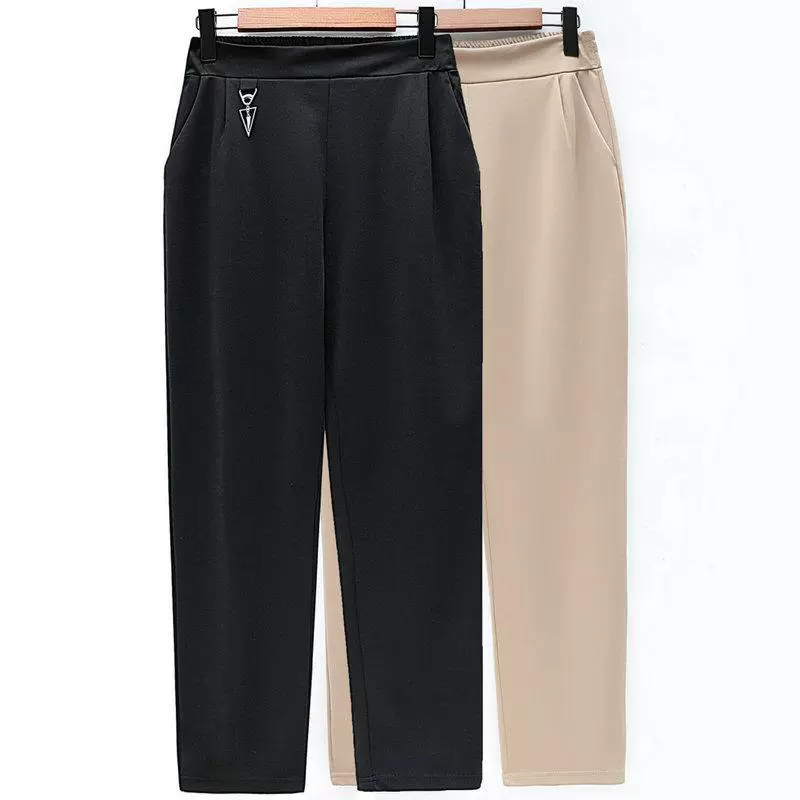 Брюки для мам в западном стиле, летние тонкие прямые брюки, женские брюки среднего и пожилого возраста, свободные эластичные повседневные брюки-Капри с высокой талией