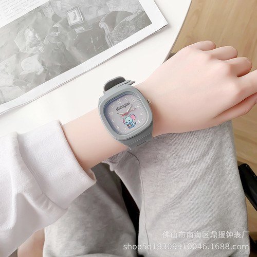 Children's Waterproof Glow-in-the-Dark Watch Student Gift Plastic Clock Small Square Cartoon Handwatch