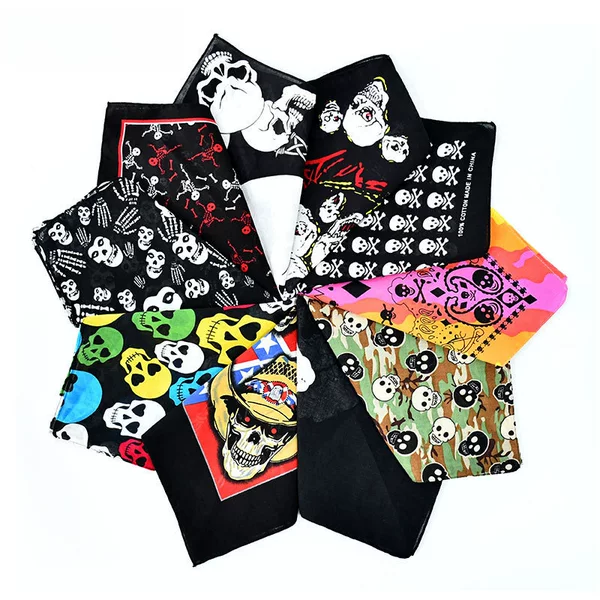 European and American hip-hop hip-hop skull square cotton men and women dress headscarf wholesale Halloween ghost printed headscarf