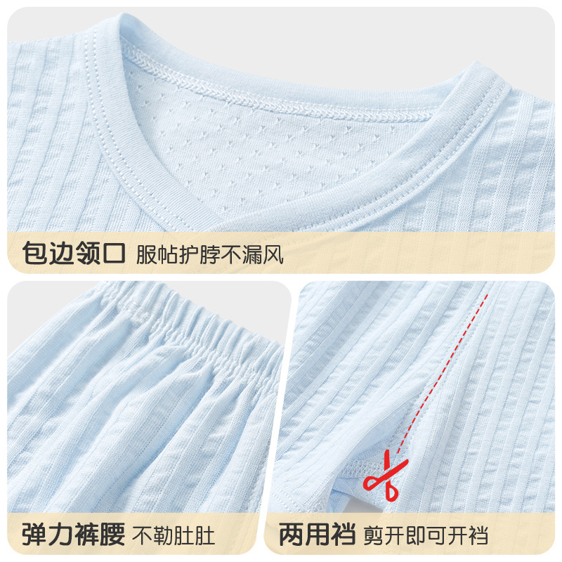 Traje de verano para bebés, algodón para niños, manga corta, ropa de verano delgada para niños y niñas, ropa de bebé dividida de dos piezas para niños pequeños