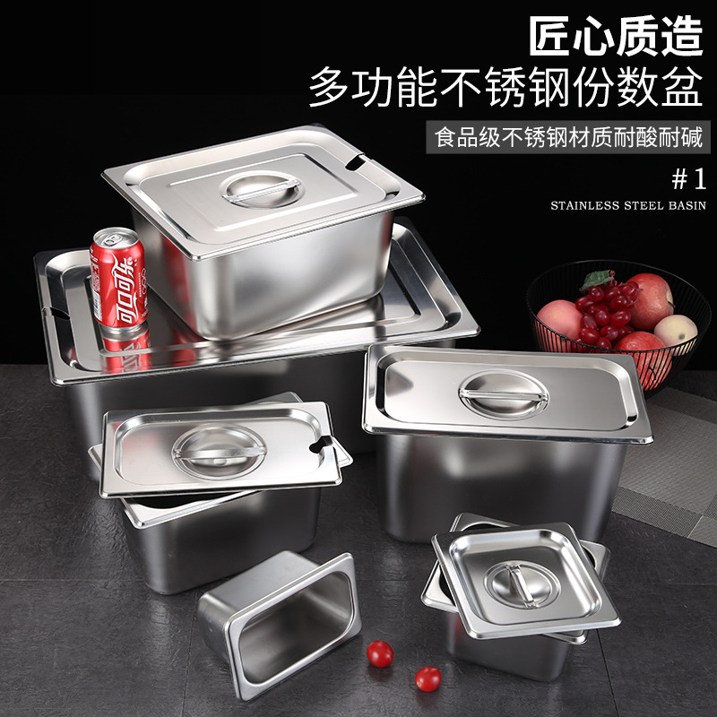 Recipiente Rectangular de Acero Inoxidable con Tapa para Camión de Comida y Mermelada