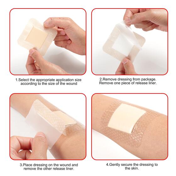 Cross border hot sale silicone foam dressing large waterproof silicone gel adhesive frame self adhesive wound care dressing