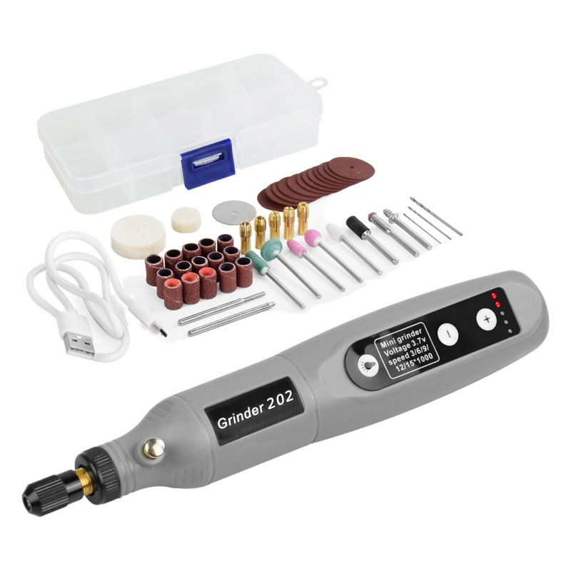 Fábrica al por mayor Mini amoladora eléctrica USB recargable taladro eléctrico práctico kit de herramientas multifunción herramienta abrasiva de 5 velocidades con pulido ligero