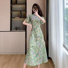 Women's Dresses 夏季新款新中式改良旗袍印花修身显瘦长款连衣裙